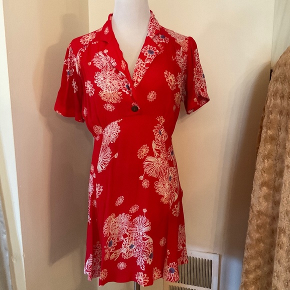 Free People Dresses & Skirts - Free People Red Floral “Blue Hawaiian” Dress New w/o tags